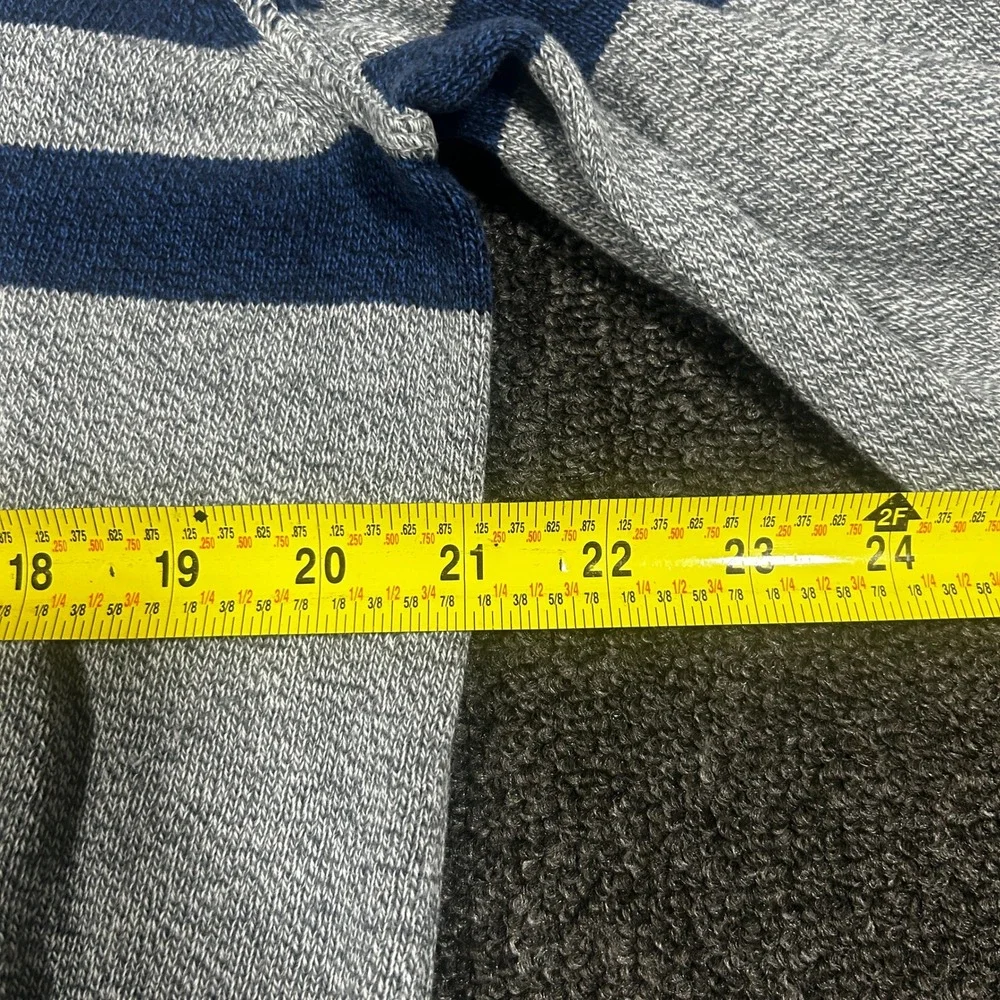 American Eagle Sweater Mens Large Gray Navy Striped Cotton Crewneck Excellent